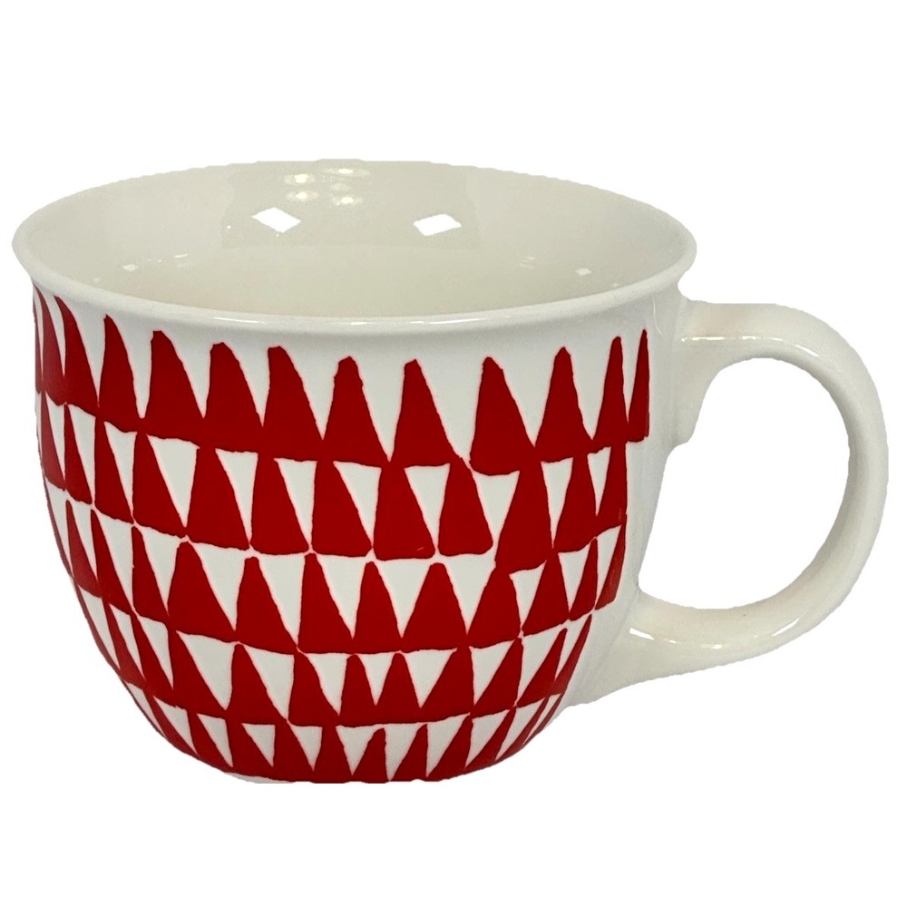Starbucks 2016 Red Geometric Triangle Mug 14oz Ceramic Coffee Cup